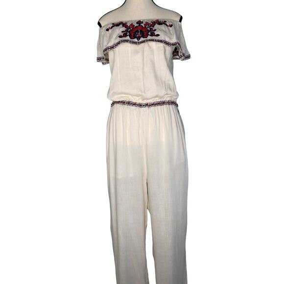 RAGA Jumpsuit Off White With embroidered Design Sz L - Picture 10 of 11
